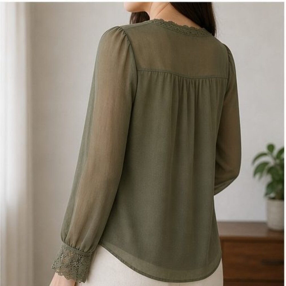 Olive Ruffle Blouse - Picture 3 of 6
